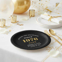 50th Birthday Name 1976 Black Gold Elegant Chic