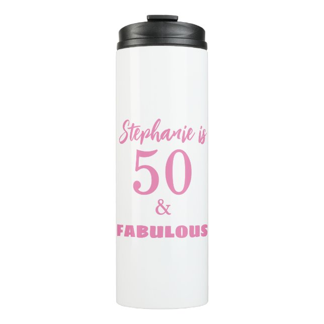 50th Birthday Name Monogram Gift Party Favour Thermal Tumbler (Front)