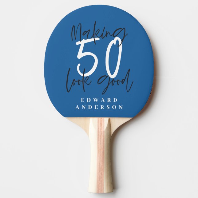 50th birthday name personalised favour gift ping pong paddle (Front)