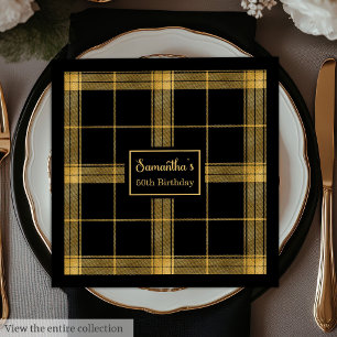 50th Birthday Napkins Black Gold Custom Name