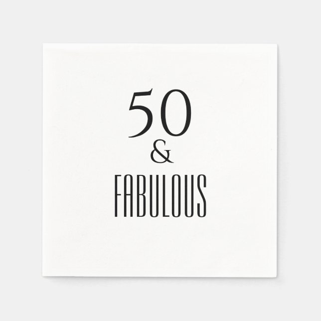 50th Birthday Napkins Pink Black Text (Front)