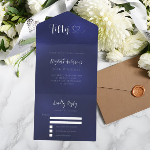 50th Birthday navy blue silver rsvp All In One Invitation
