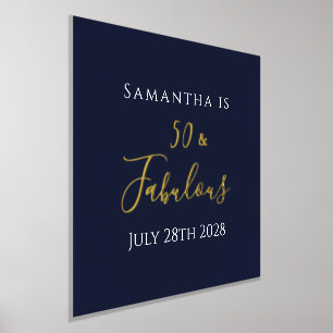 50th Birthday Navy Gold Birthday Celebration Foil Prints