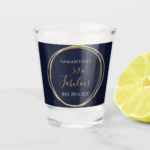 50th Birthday Navy Gold Personalised Shot Glass