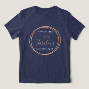 50th Birthday Navy Rose Gold Birthday Party Favour Tri-Blend Shirt