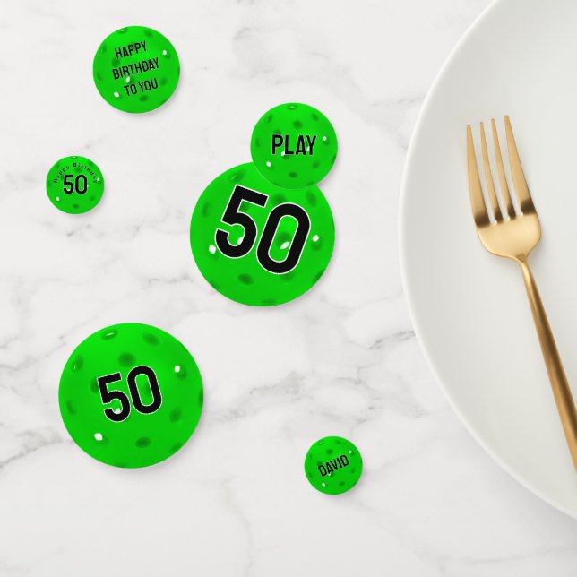50th Birthday Neon Green Pickleball Confetti (Group)