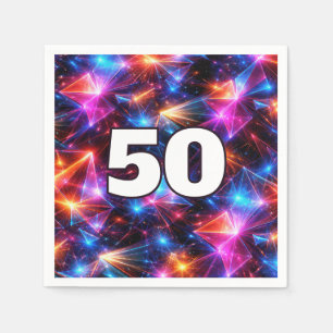 50th Birthday Neon Polygon Abstract Napkin