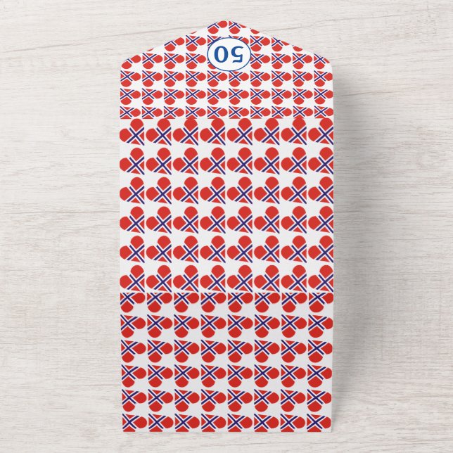 50th Birthday Norwegian Heart flag blue All In One Invitation (Outside)