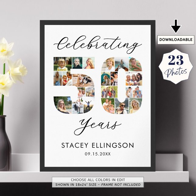 50th Birthday Number 50 23 Photo Collage Poster (Creator Uploaded)