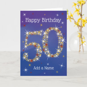 50th Birthday - Number 50 in Stars - Blue - Age Card