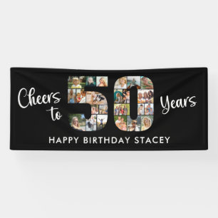 50th Birthday Number 50 Photo Collage Cheers Banner