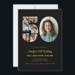 50th Birthday Number 50 Photo Collage Modern Black Invitation<br><div class="desc">Mark fifty years of wonderful memories and adventures with this captivating 50th Birthday Number Photo Collage. This customisable template is the perfect blend of creativity and sentiment, allowing you to create a truly memorable gift for your loved one's special day. Capture the essence of incredible years in a single masterpiece...</div>
