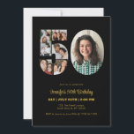 50th Birthday Number 50 Photo Collage Modern Black Invitation<br><div class="desc">Mark fifty years of wonderful memories and adventures with this captivating 50th Birthday Number Photo Collage. This customisable template is the perfect blend of creativity and sentiment, allowing you to create a truly memorable gift for your loved one's special day. Capture the essence of incredible years in a single masterpiece...</div>
