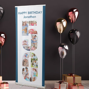 50th Birthday Number 50 Photo Collage Retractable Banner