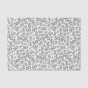 50th Birthday Number Pattern Black and White Tissue Paper