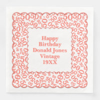 50th Birthday Number Pattern Scallops Coral/White