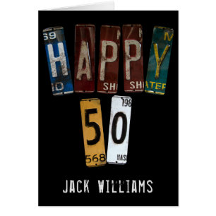 50th birthday old car license plates