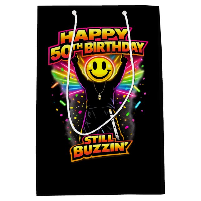 50th Birthday old skool raver Scottish rave scene  Medium Gift Bag (Front)