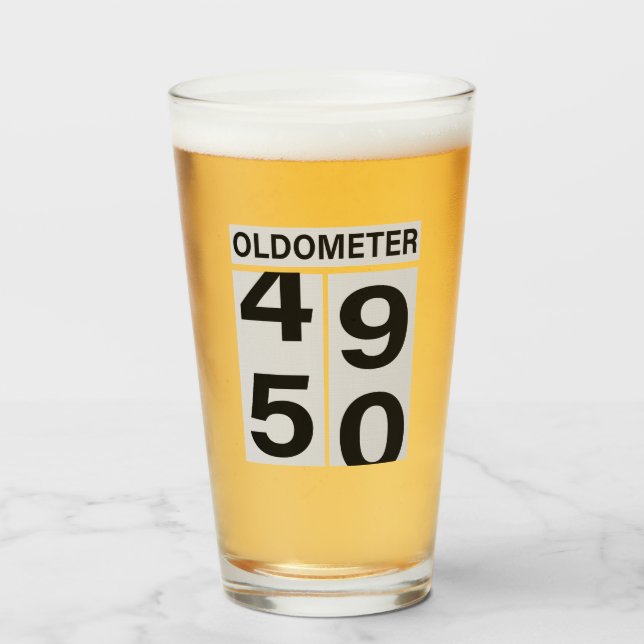 50th Birthday Oldometer Glass (Front Filled)