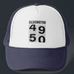 50th Birthday Oldometer Hat<br><div class="desc">49 to 50 Oldometer. Fun Gift for those turning the big FIVE OH. Fifty! Happy Birthday!</div>
