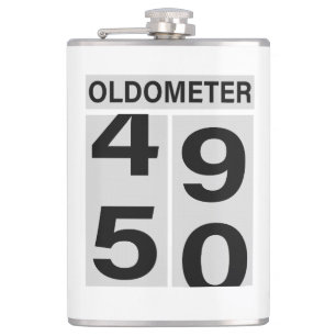 50th Birthday Oldometer Hip Flask