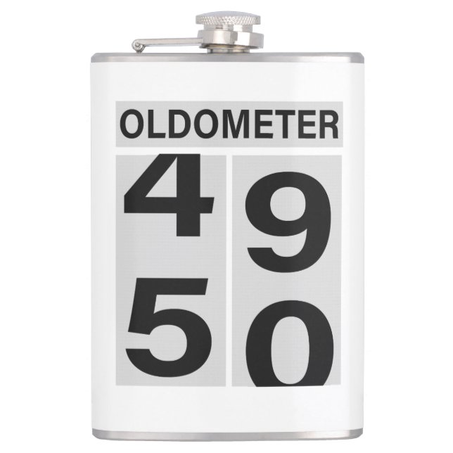 50th Birthday Oldometer Hip Flask (Front)