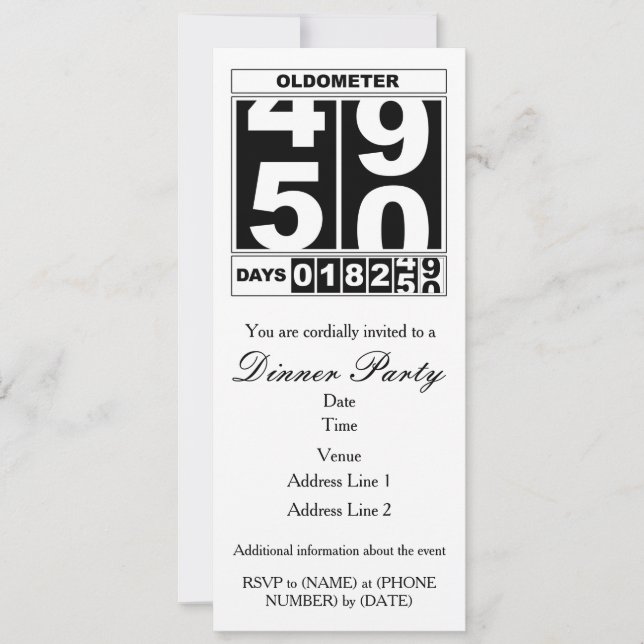 50th Birthday Oldometer Invitation (Front)