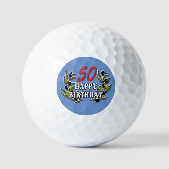 50th Birthday Olive branches GIFT Men Women - Vi Golf Balls (Front)