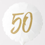 50th birthday or anniversary balloon<br><div class="desc">Celebration Number 50! This balloon that works for a birthday or anniversary celebration has a customisable message on the back and features the number 50 in a handwritten look with a faux gold finish against a white background.</div>