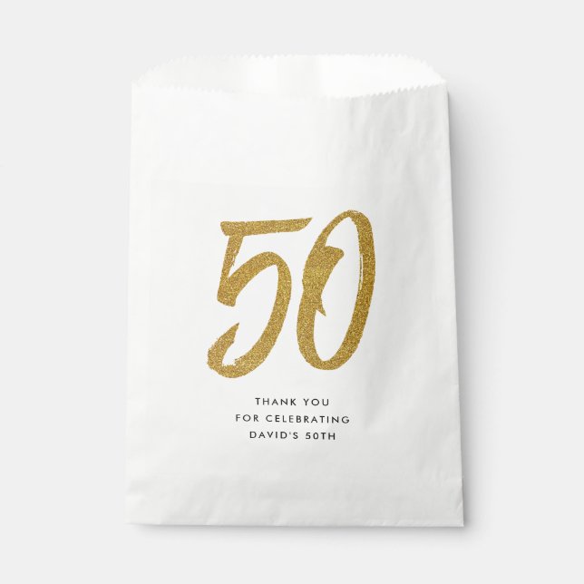 50th birthday or anniversary black and gold custom favour bags (Front)