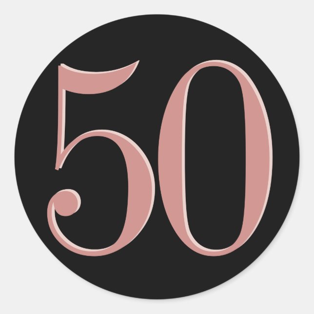 50th Birthday or Anniversary | Blush Pink on Black Classic Round Sticker (Front)