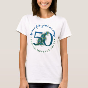 50th Birthday Or Anniversary Peacock Feathers T-Shirt