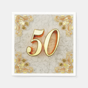 50th Birthday or Anniversary Regal Gold and Marble Napkin