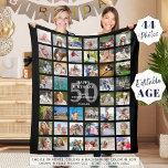 50th Birthday or Any Age Birthday 44 Photo Collage Fleece Blanket<br><div class="desc">Birthday 44 Photo Collage Blanket. Create a custom, personalised photo memory blanket for any age birthday (shown with age 50) utilising this easy-to-upload photo collage template with 44 square pictures and your own text to commemorate a special birthday for a meaningful keepsake gift of memories. All text is editable. The...</div>