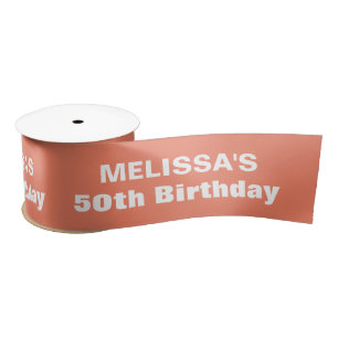 50th Birthday or ANY YEAR Custom Colour G07 CORAL Satin Ribbon