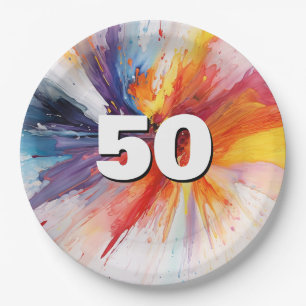 50th Birthday Paint Blast  Paper Plate