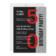 50th Birthday Part Modern Red Silver Black W1792A