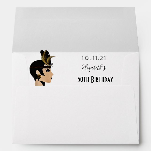 50th birthday party 1920's art deco flapper envelope (Back (Bottom))