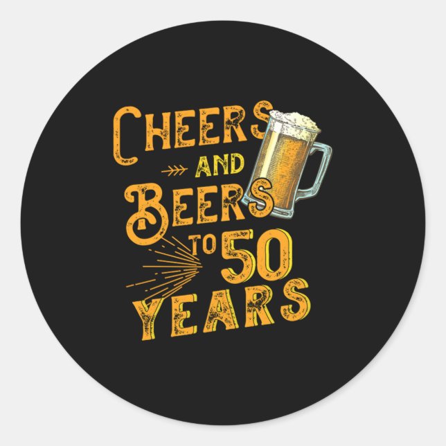 50th Birthday Party 1970 Cheers And Beers To 50 Ye Classic Round Sticker (Front)