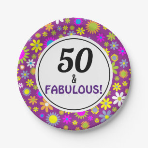 50th Birthday Party 50 and Fabulous Paper Plate