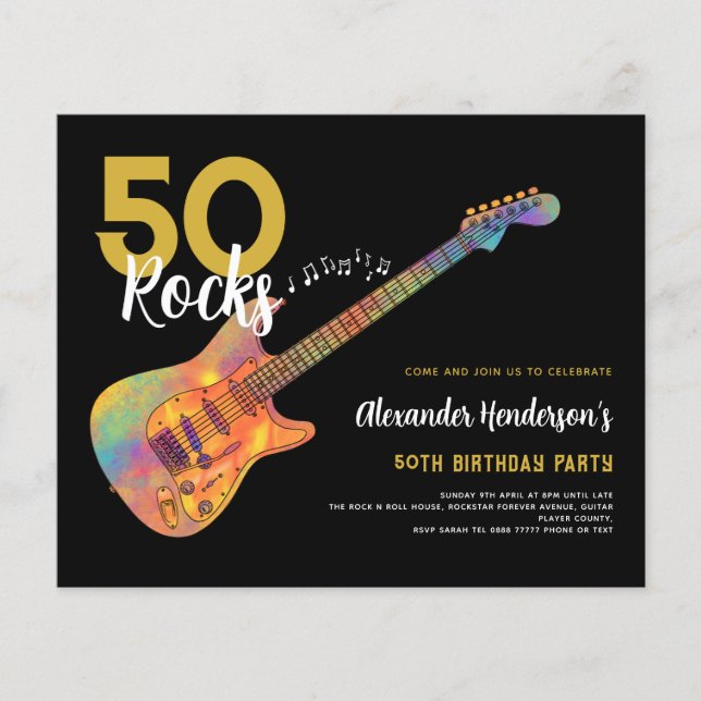 50th Birthday Party 50 Rocks Modern Budget Flyer (Front)