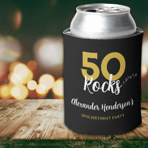 50th birthday party 50 Rocks personalised Can Cooler