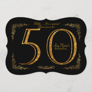 50th,Birthday party 50th,great Gatsby,black & gold Invitation