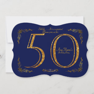 50th,Birthday party 50th,great Gatsby,Navy & gold Invitation