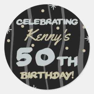 50th Birthday Party Add Your Name Classic Round Sticker