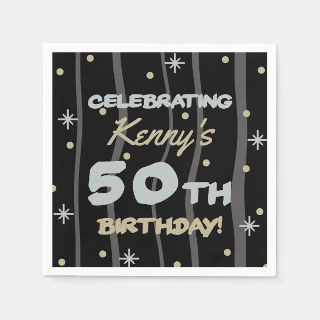 50th Birthday Party Add Your Name Napkin (Front)
