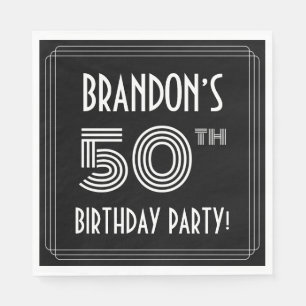 50th Birthday Party: Art Deco Style + Custom Name Napkin