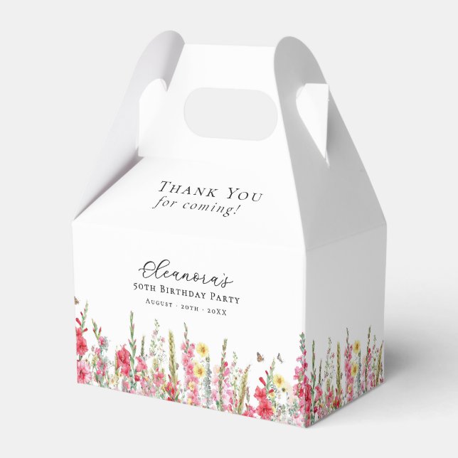 50th Birthday Party August Birth Month Flower Favour Box (Front Side)