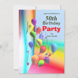 50th Birthday Party Balloon Wall Invitation