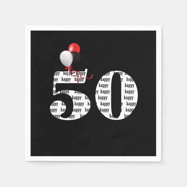 50th Birthday party balloons Napkin (Front)